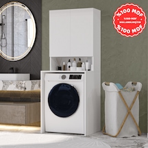 Çamaşır Makinesi Dolabı 3 Raflı Kapaklı Banyo Dolabı Beyaz %100 M Beyaz Çamaşır Makinesi Dolabı 3 Raflı Kapaklı Banyo Dolabı Beyaz %100 M Beyaz