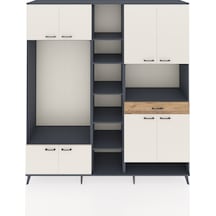 Hyperion Dolap 12 Raflı Tek Çekmeceli 8 Kapaklı 220x44x243 Antrasit-aytaşı/çam Çok Renkli