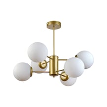 Seul Modern Tasarım Salon Yemek Odası Mutfak Eskitme Renk Beyaz Camlı Sıralı 6 Lı Avize Diğer