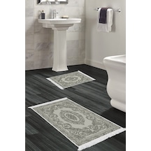Eko Trend Djt 2 Li Yıkanabilir Kaymaz Taban Banyo Paspas Klozet Takımı 747 Klasik Bej 60 X 100 - 50 X 60 gri