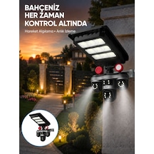 Güneş Enerjili 3 Lens Akıllı Güvenlik Kamerası Led Projektörlü Dış Mekan Koruma Sistemi