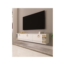 Sahran 150 Cm Duvara Monte Tv Ünitesi Tv Sehpası Beyaz - Altın Beyaz-altın