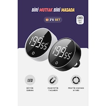 Rt-1 İkili Set Dijital Zamanlayıcı, Mutfak Kronometresi, Pomodoro Sayaç - Siyah & Beyaz