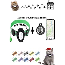 Teknetstore Takip Cihazı Ve Airtag Yuvalı Kedi Tasması 2'li Set Ios Uyumlu Boyun Tasması Gps