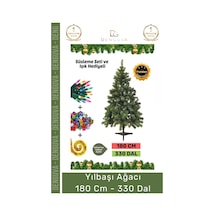 Premium Kutu Süsleme Seti Yılbaşı Çam Ağacı Renkli Işığı Yeni Yıl Süsleri Noel Paketi 180 Cm 330 Dal