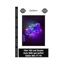 Özel Üretim Dekoratif Animasyonlu Yılbaşı 10m 100 Led Damla Uçlu Rgb Işık Şeffaf Kablo Mz1710