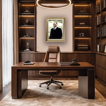 Çerçeveli Deri Atatürk Tablosu 29 Çerçeveli Tablo Işıklı Kumandalı 61x81 Cm Diğer