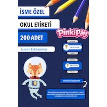 İsim Yazılabilir Sevimli Astronot Hayvanlar Temalı Okul Etiketi Kalem & Defter İçin 200 Adet Çoklu