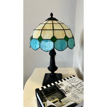 Yüceeller El Yapımı Vitray Retro Barok Abajur Masa Lambası Yeşil