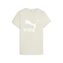 Puma Classics Shiny Logo Tee Kadın Günlük Tişört 62559787 Bej 62559787