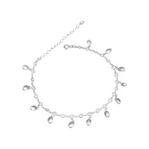 Brezza Lusso Jewelry Damla Pullu Sallantılı Full Taşlı Su Yolu Gümüş Kadın Ayak Halhal Gümüş