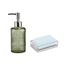 Yeşil Cam Sıvı Sabunluk Ve Akrilik Sabunluk 2 Li Banyo Seti Yeşil Cam Sıvı Sabunluk Ve Akrilik Sabunluk 2 Li Banyo Seti