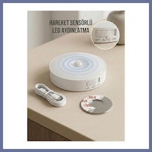 Bezos Hareket Sensörlü Yuvarlak Led Aydınlatma & Usb Şarjlı Pratik Gece Lambası 8 Cm Dlra Çok Renkli