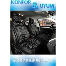 Peugeot 305 Uyumlu Lüks Deri Oto Koltuk Kılıfı Ön Arka Takım Set Siyah Beyaz Royal Model Fs