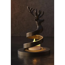 3d Baskı Spiral Ren Geyiği Mumluk Yılbaşı Dekoratif Ren Geyiği Tealight Mum Tutucu - Siyah Diğer