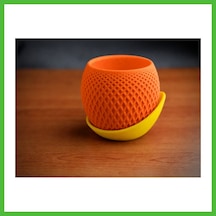 Vaveni 3d Baskı Küre Saksı - Kafes Dokulu İki Parçalı Dekoratif Saksı - Turuncu-sarı Arz 04924480