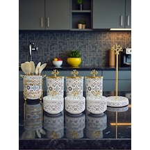 Çeyiz Seti - 103 Ceramic Desen Mutfak Seti Gold Kahverengi