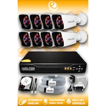 Elitcam 8 Kameralı Kare 8 Dış Kamera Set 250 GB HDD Full HD Gece Görüşlü Güvenlik Kamerası Sistemi