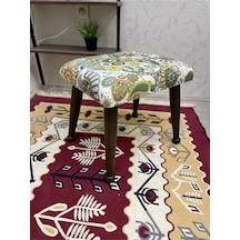 Trend Ceviz Yeşil Retro Ahşap Ayak Uzatma Pufu Makyaj Koltuğu Bench Tabure