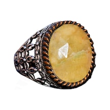 Gerçek Doğal Sarı Safir Taşlı Yüzük, Safir Yüzük, Sterling Gümüş Yüzük Gümüş