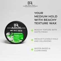 Black & Red Wax Saç Şekillendirici Wax Sea Salt Paste Deniz Tuzlu Mat Doğal Görünüm Orta Sertlik - 120 Ml
