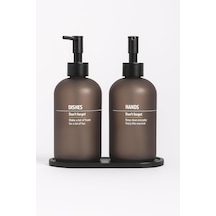 Bulaşık Deterjanlık Ve Sabunluk Seti Bambu Tepsili Şık İkili Set Siyah Beyaz Modern Tasarım Kompozit Malzemeli Mutfak Tezgah Üstü Organizer Gri Vintage Çok renkli