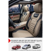 Titanyum Serisi Lüks Keten Oto Koltuk Kılıfı- Peugeot 206-207-208-306-307-407- Uyumlu Bej
