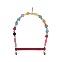 Ahşap Tünekli Şeffaf Boncuklu Kuş Salıncağı 10-12 Cm Renkli