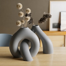 3d Baskı Interlocking Vazo - İç İçe Geçen Dekoratif Vazo-gri Çok Renkli