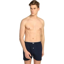Tutku Erkek Düğmeli Penye Erkek Boxer 2'li Paket Lacivert