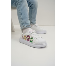Enoch Sevimli Karakter Baskılı Cırt Cırtlı Çocuk Sneaker Beyaz