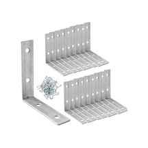 25 Adet Metal Köşebent 65x65x15 Mm İnce L Demiri Gönye Mobilya Duvar Sabitleme Bağlantı Aparatı 2 Adet Beyaz Kapı Stoperi Model
