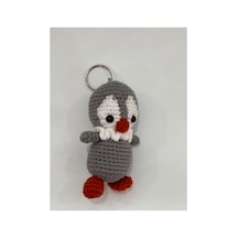 Amigurumi Penguen Anahtarlık - El Yapımı Örgü Figür Gri Gri