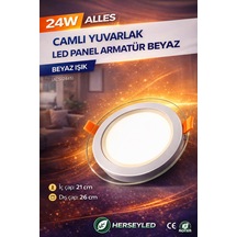 24w Camlı Yuvarlak Led Panel Armatür Beyaz Beyaz 24w Camlı Yuvarlak Led Panel Armatür Beyaz Beyaz