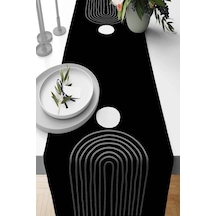 Siyah Modern Temalı Premium Masa Örtüsü Runner Rnr368n11