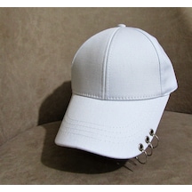 Salarticaret 3 Halkalı Piercingli Şapka Beyaz