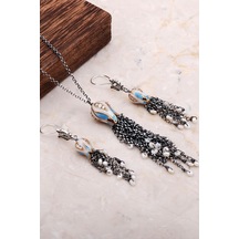 Mineli Laleli Tasarım Uzun Kolyeli Ikili Set 2035 472051175