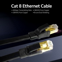 Novahub Yüksek Hız 40gbps Cat8 Ethernet Kablosu - 2000mhz, Altın Kaplama, 10m Siyah, Güçlü İletim, Uygun Fiyat