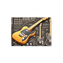 Elektro Gitar Tasarımı Desenli Ahşap Tablo