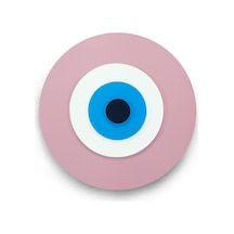 Minimalist Bebe Pembe Nazar Boncuğu El Yapımı Ahşap Büyük Nazarlı
