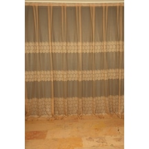 Geometrik Gold Dikilmiş Pileli Fon Perde 300x260 Cm