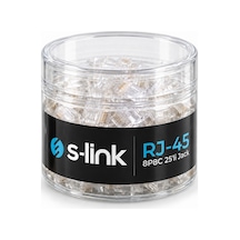 S-link Slx-990 Cat5 Rj45 Konnektör 25'li Paket, 8p8c Ethernet Ağ Kablosu Ucu, Şeffaf Modüler Jack, Krimp Pense İle Takılabilir Network Fişi