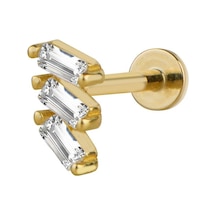 Goldkupe Sıra Baget Taşlı Altın Piercing-6460