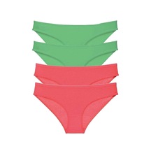 4 Adet Eko Set Likralı Kadın Slip Külot Yeşil Fuşya Çok Renkli