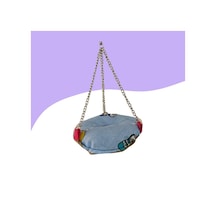 Muhabbet Kuşu Hamak Salıncak 10cm Mavi Desenli
