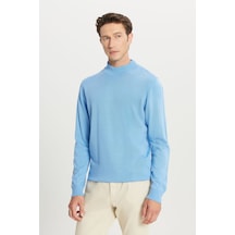 AC&Co / Altınyıldız Classics Erkek Acık Mavı Standart Fit Normal Kesim Yarım Balıkçı Yaka Triko Açık Mavi
