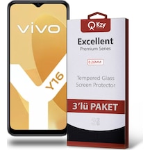 Vivo Y16 İle Uyumlu Temperli Ekran Koruyucu Kırılmaz Cam Ekonomik 3'lü Paket