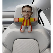 Bk Gift Kişiye Özel Sarı Kırmızı Futbolcu Tasarımlı Araç Koltuk Bebek Yastığı-1