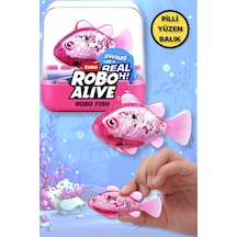 1.8 Metre Derine Dalan Suda Renk Değiştiren Yüzen Pilli Robo Alive Balık - 6.8 Cm - 1 Adet - Pembe