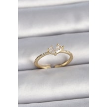 Pirinç Gold Renk Ayarlanabilir Zirkon Taşlı Kalp Model Kadın Tdrtr 11112497